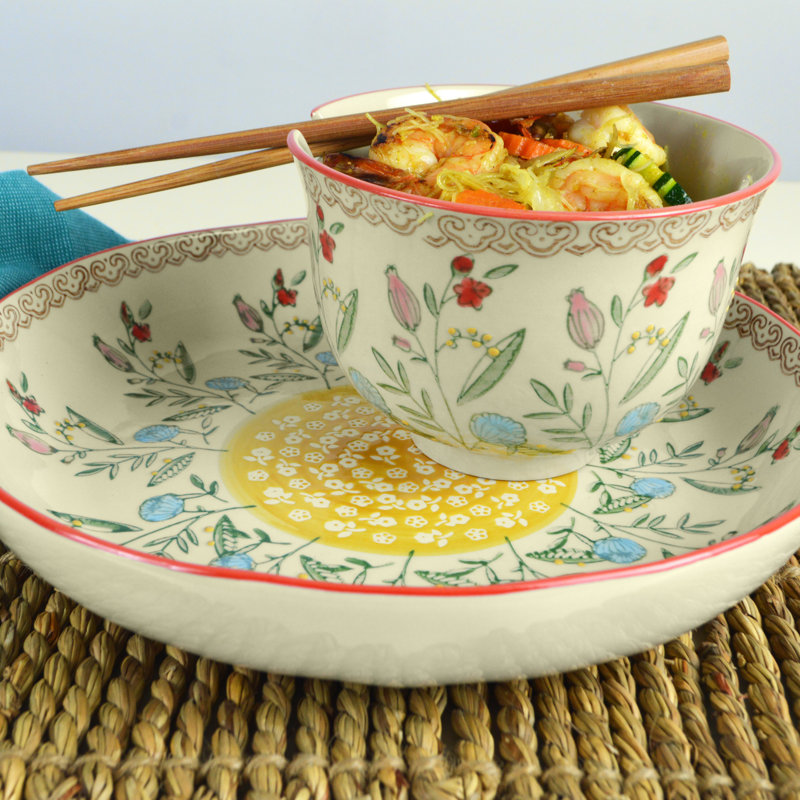 Bol et bol de 4 pièces Ella Ramen en rouge (service pour 2)
