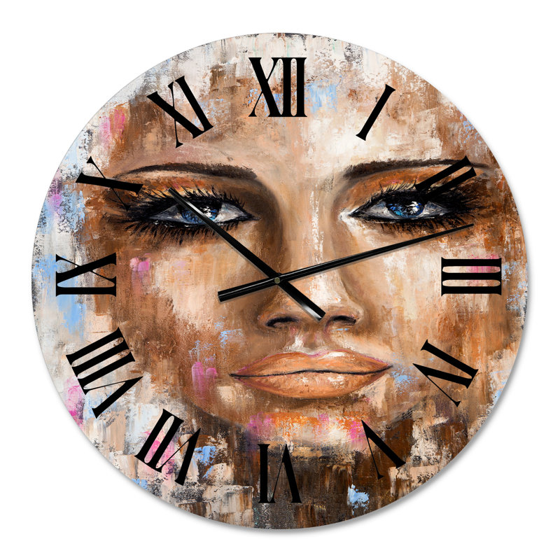 Portrait d'une jeune femme I - Horloge murale traditionnelle, Petit