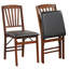 Ensemble de 2 chaises de salle à manger pliantes avec siège rembourré en similicuir, dossier à lattes, structure en bois d'hévéa massif et capacité de 400 lb, brun