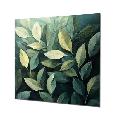 Feuillage olive vert feuillage collage I - feuilles, impression sur métal