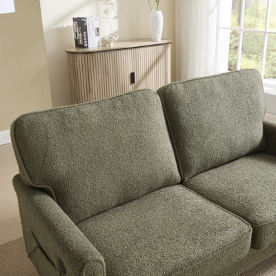 Loveseat Sofa, Mid Century Modern Love Seat, 2 Seater Sofa Couches For Living Room, Small Couch With USB & Removable Pillow Cover, Comfy Couch For Bedroom, Apartment ()