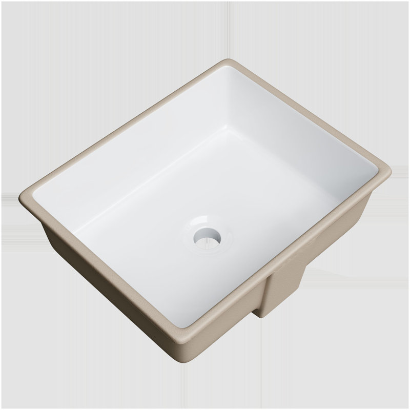 20" X 16" Rectangular Undermount Bathroom Sink with Rear Overflow