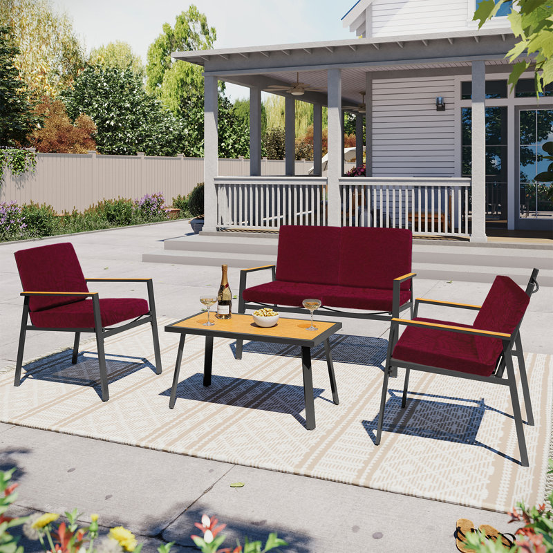 Waterproof Stretch Outdoor Patio Seat Cushion Covers, Red