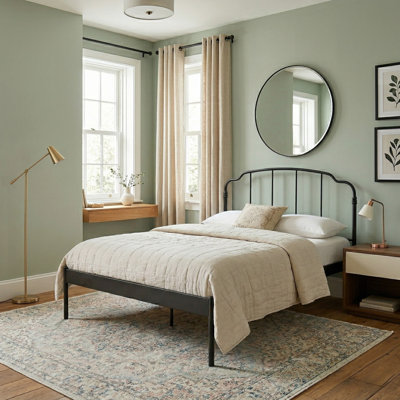 Antwonette Metal Platform Bed with Camelback Headboard