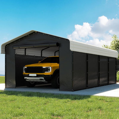 Auvent de garage pour abri de voiture en métal blanc crème 12 x 20 pi