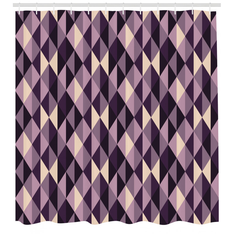 Geometric Shower Curtain with Hooks Included, 70" H x 69" W