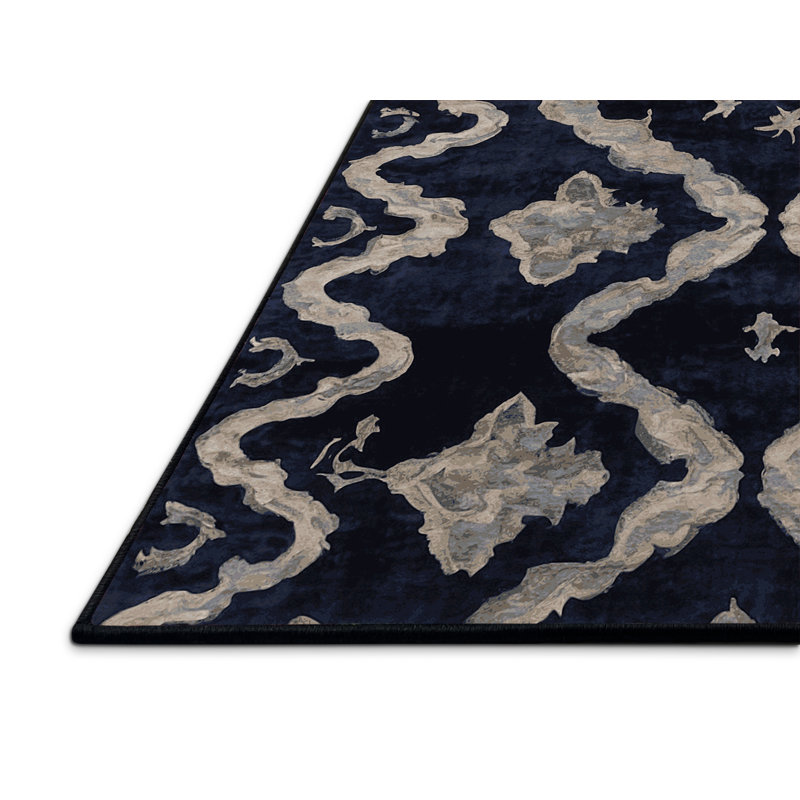 Tapis gris soyeux et moelleux, Rectangulaire 3 pi x 5 pi