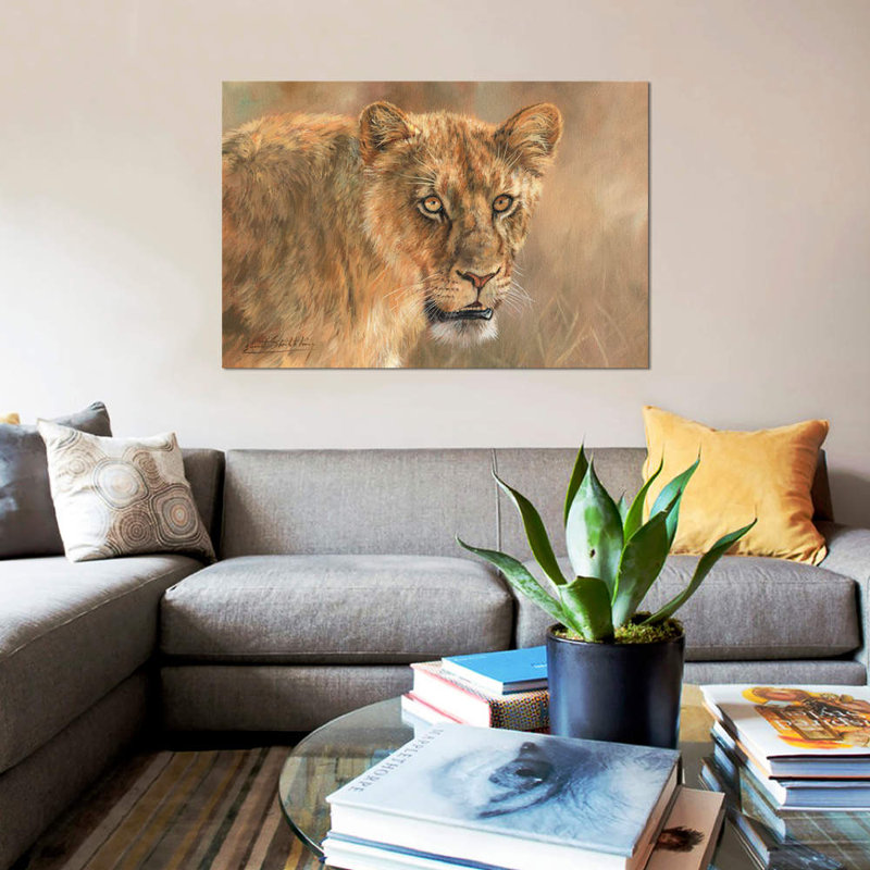 « lioness », impression sur toile, H 18 po x l 26 po x P 1,5 po, Toile tendue, Pas de tapis