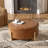 Theo Modern PU Leather Round Cocktail Ottoman