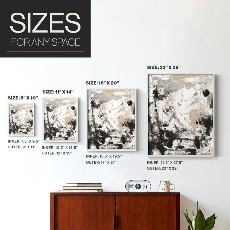 Disarray I-Premium, reproduction encadrée prête à accrocher - aucun clou requis - aucun clou requis, Blanc, H 21 po x l 34 po