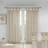 Rosette Linen Floral Embellished Cuff Tab Top Solid Single 50x95" Curtain Panel-1651069231-1627952419
