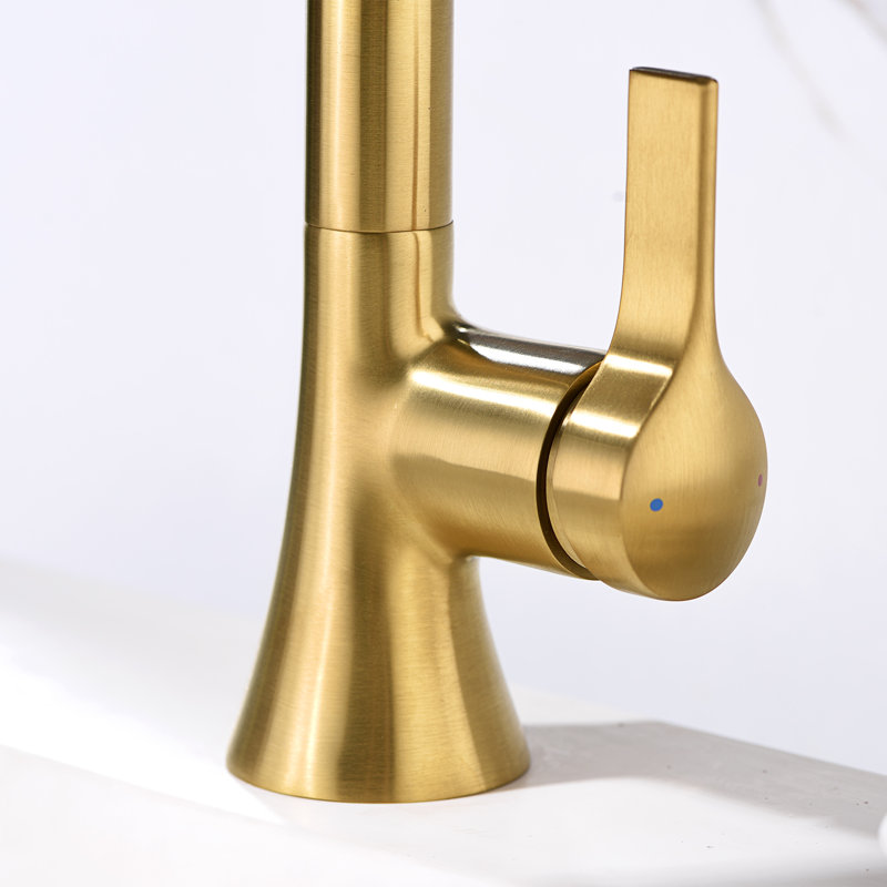 BSH11 Single Hole Bathroom Faucet with Drain Assembly, Brushed Gold
