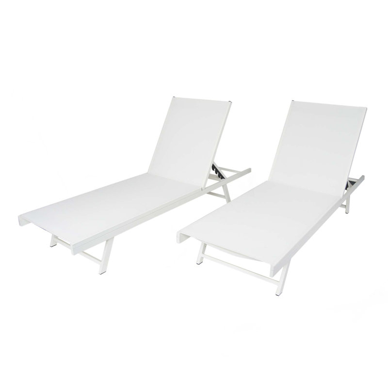 Ensemble de 2 chaises longues d'extérieur avec dossier réglable et assise en textilence