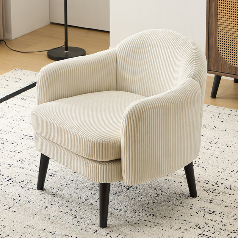 Living Room Corduroy Armchair, White Corduroy