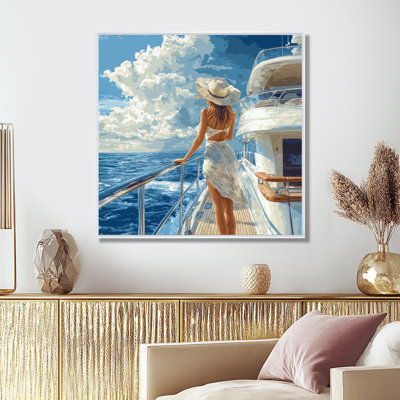 Audronius Woman Influencer On A Yacht I - woman Wall Art