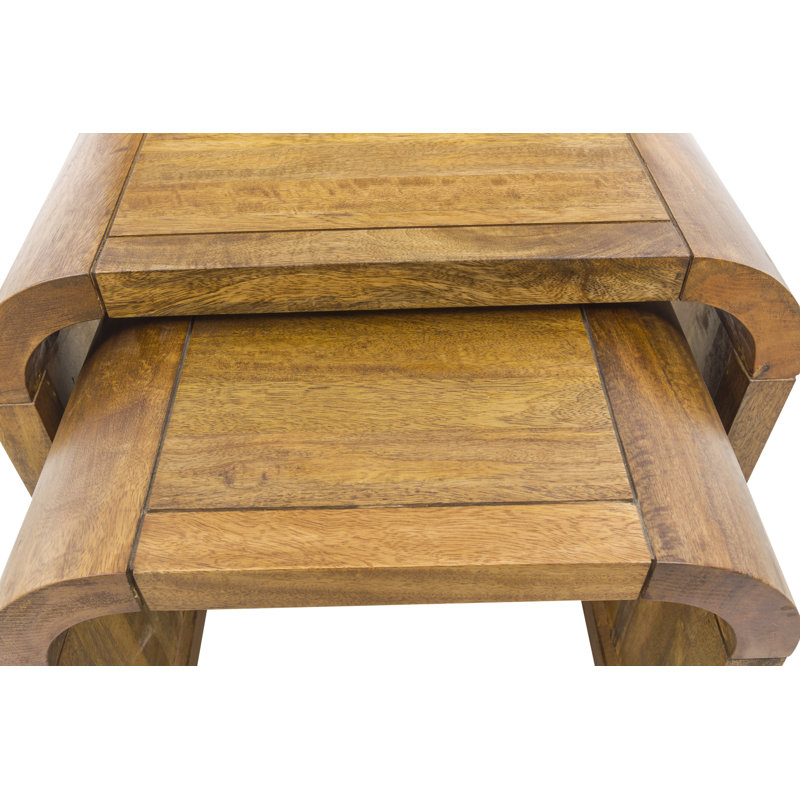 Acton Solid Wood Sled Nesting Tables, Mango