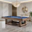 Table de billard 100% noire style industriel 100,39 ", tissu bleu, surface en marbre, finition grain de bois, rangement pour queues de billard-127293490