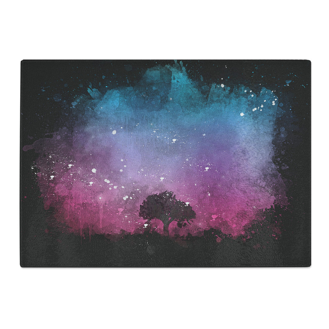 Tempered Glass Tree Under the Cosmos Paint Splash Chopping Board