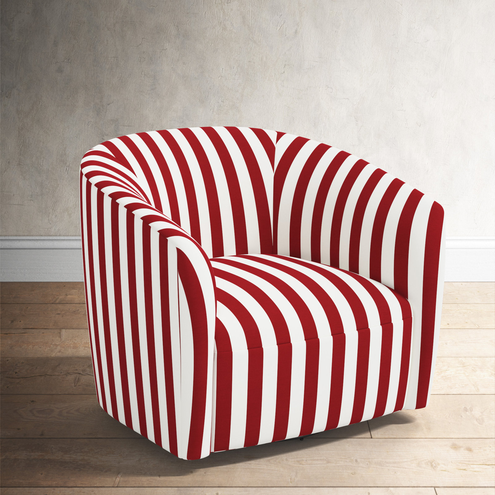 Marita Swivel Barrel Chair, Canopy Stripe Red