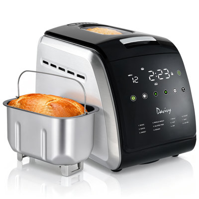 Machine à pain Davivy 1,5 kg, cuve antiadhésive en céramique sans BPA, commandes tactiles numériques, 3 tailles de pain, 3 niveaux de coloration de la croûte, gants de cuisine inclus