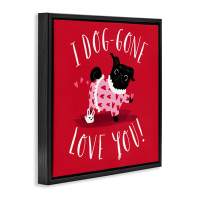 "Dog-Gone Love You", art mural sur toile flottant gris par Leeza Hernandez