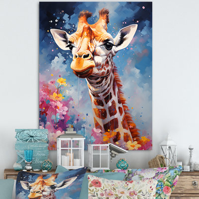 Popart Art, girafe multicolore Grace III sur toile