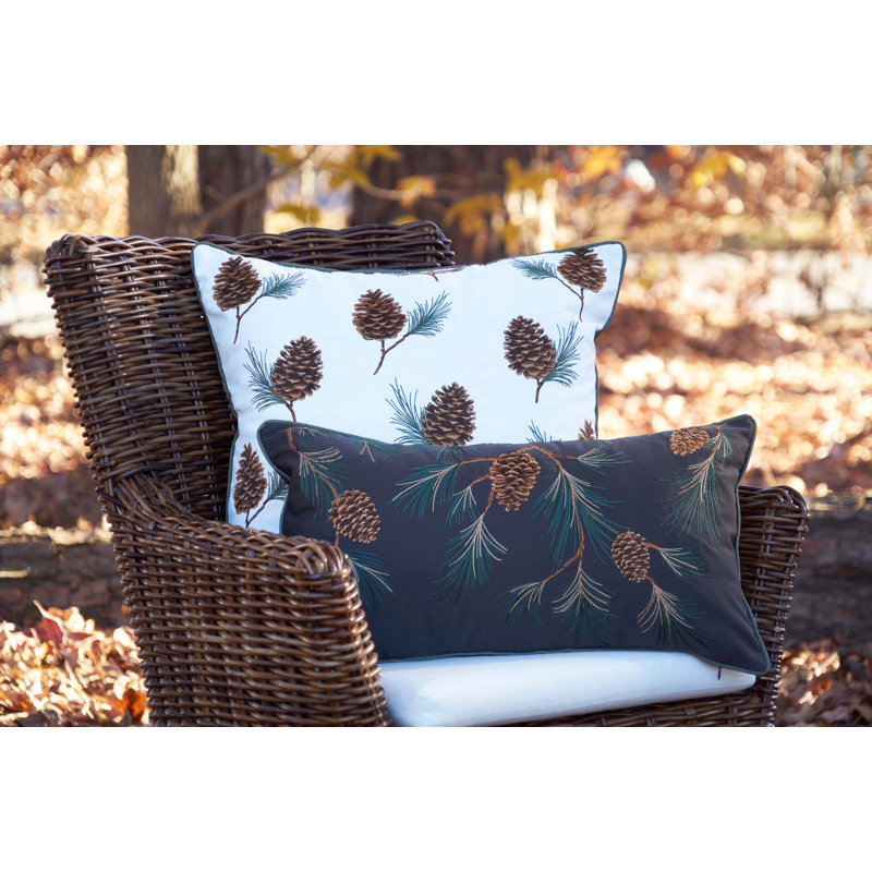 Pine Branch Pattern Indoor/Outdoor Lumbar Pillow