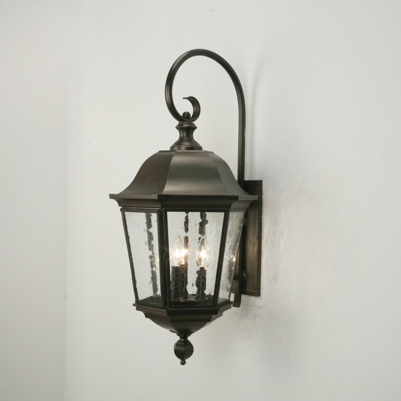 Lanterne murale d'extérieur 3 lumières Tiamo, Grain de café, Terre marbre
