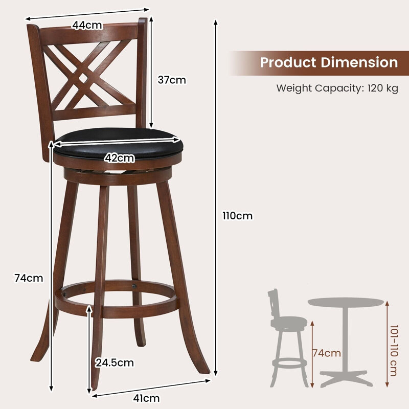 Maranto Swivel Upholstered Counter Stool, Extra Tall (74cm Seat Height)