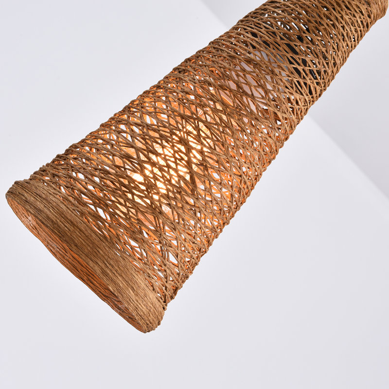 Retro Rattan Hand-Woven Pendant Light Adjustable Height