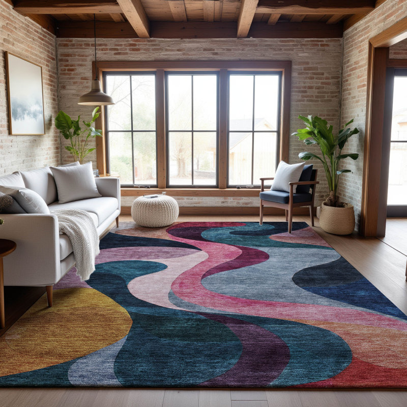 Premium Machine Washable Dimatteo AMF1121 Contemporary Rug, Rectangle 10 pi x 14 pi