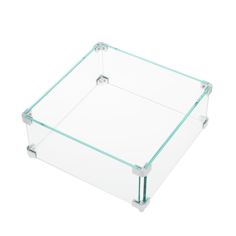 Pare-feu pour foyer d'extérieur, pare-vent en verre 17,5 x 17,5 x 6 pouces, H 6 po x l 18,5 po x P 18,5 po