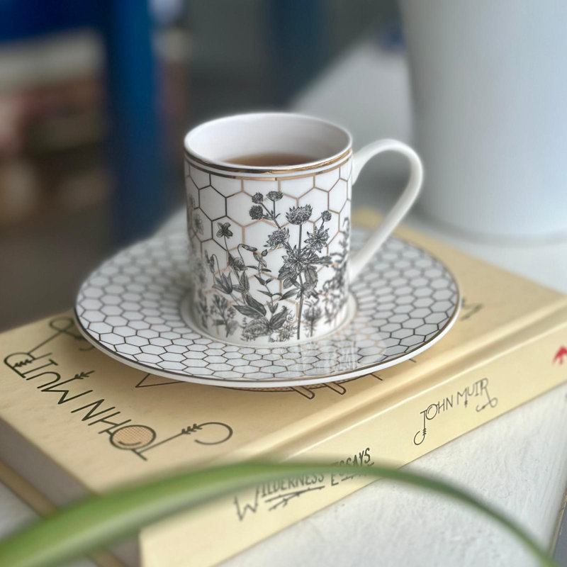 Harmony Bone China Espresso Cup with Saucer Set for 4 pers
