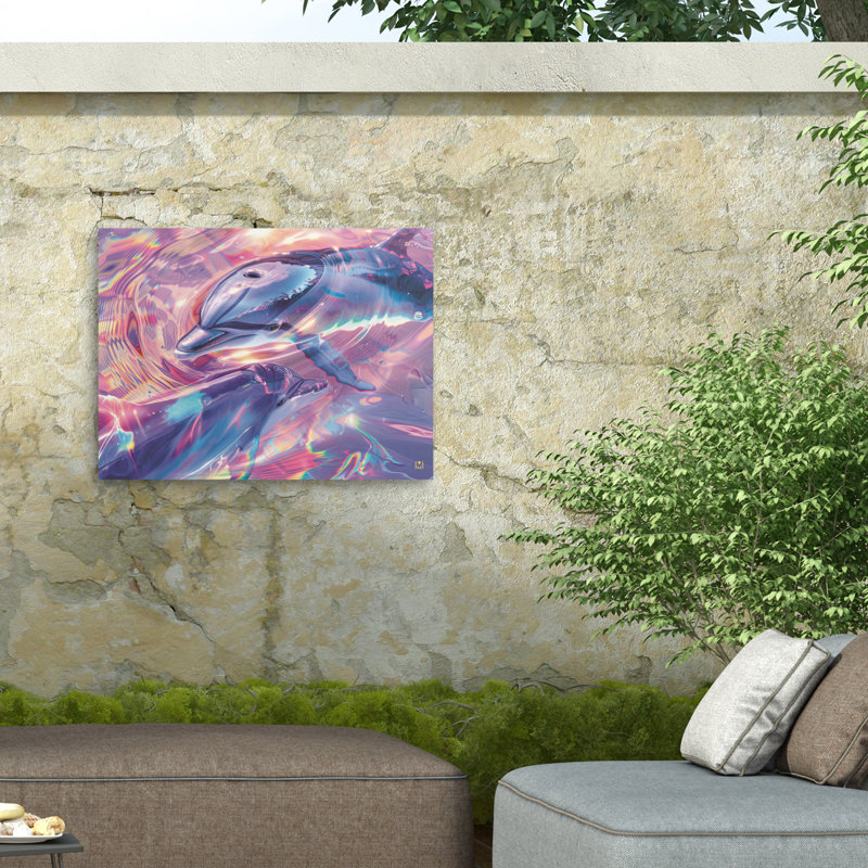 Toile extérieure Michael Dolphins prismatique Michael David, H 35 po x l 47 po