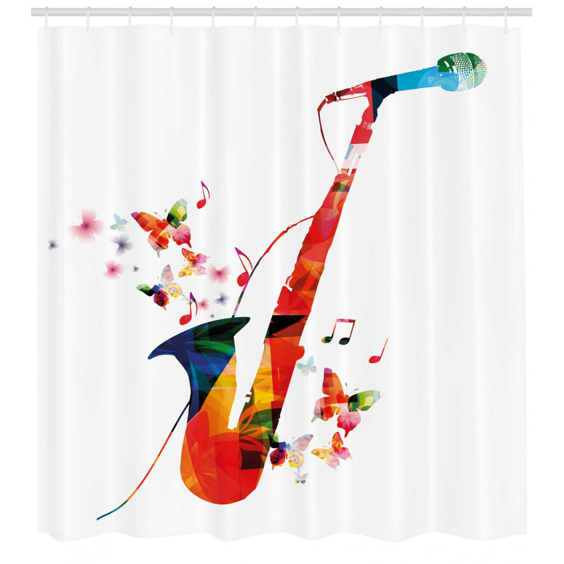 Rideau de douche simple coloré saxophoniste, H 75 po x l 69 po