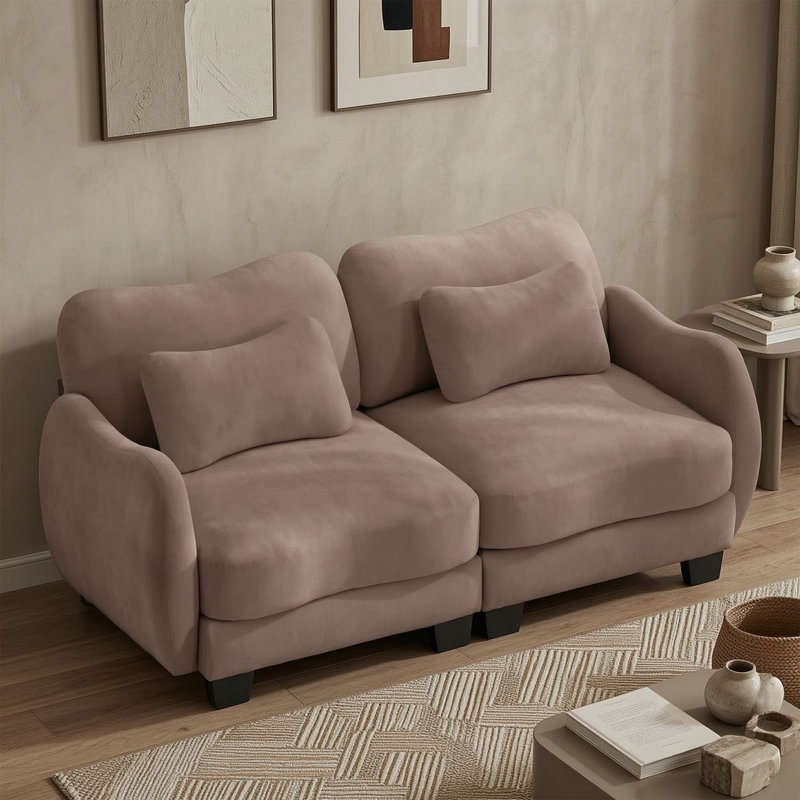 Upholstered 70.8 " Chenille Loveseat, Rose poussière