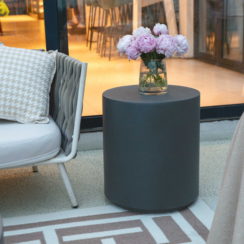 ROME Round Concrete Side Table 45 x 45 x 51.5 cm, Black