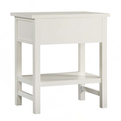 Distressed Wooden Nightstand With French Dovetail Drawer & 1 Shelf