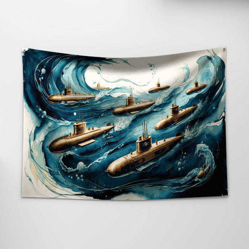 Tapisserie murale Nautical Submarines, 88 po x 104 po