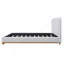Base de lit grand format avec tête de lit courbée rembourrée Boucle, base en bois, blanc