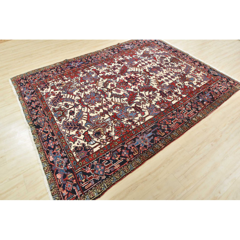 Tapis blanc en laine des années 1970 7 pi x 8 pi 11 po Fayne