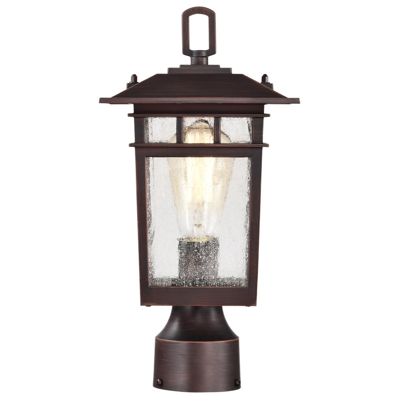 Tête de lanterne câblée 1 lumière, Bronze rustique, H 13,78 po x l 7,11 po x P 7,11 po
