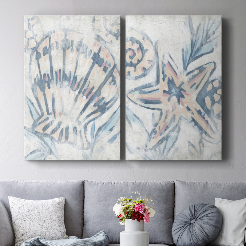 Beach Shell Fresco III - Toile tendue avec châssis de qualité supérieure - Prêt à accrocher, H 12 po x l 16 po