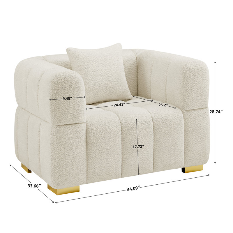 44In Oversized Boucle Tufted Accent Chair, White