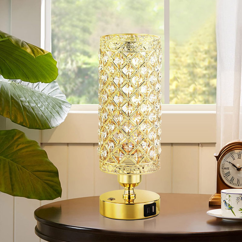 lampe de table avec cristaux, Gold