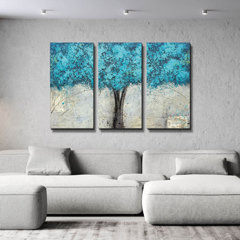 « Conteurs » de Britt Hallowell, triptyque mural, 152 x 102 cm, 60 po x 40 po