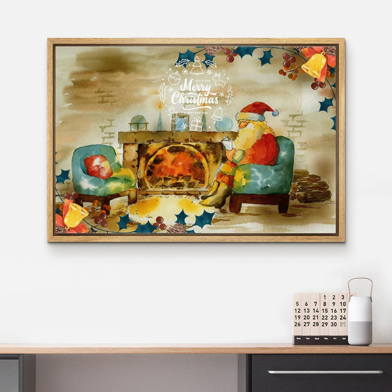 Fêtes de Noël, père Noël, célébrations et fêtes, décor, illustrations, art moderne, H 16 po x l 24 po, Cadre naturel flottant