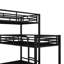 Lit superposé simple en L en métal noir avec fonction d'espace et bureau, idéal pour la fonction de rangement des rambardes, installation rapide dans la chambre à coucher