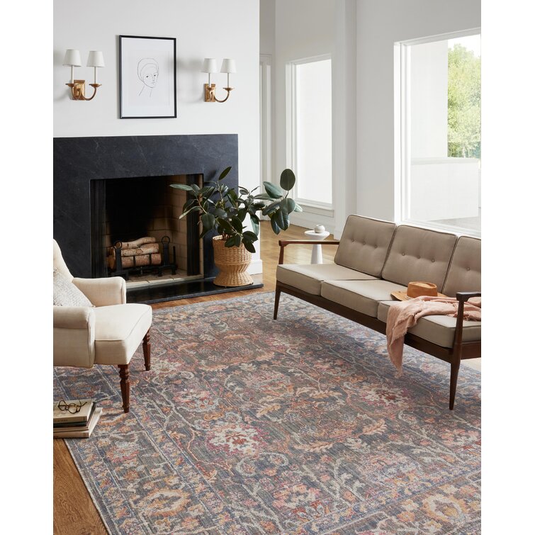 Chris Loves Julia x Loloi Rosemarie Oriental Sage Green/Gold/Blush Pink Area Rug, 3’2” x 3’2”