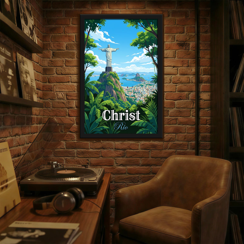 Statue du Christ paysage urbain de Rio, H 24 po x l 16 po